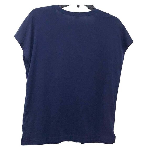 J Crew V-Neck Embroidered Top Women’s Small Blue Pullover Short Sleeve Bohemian - Picture 4 of 6